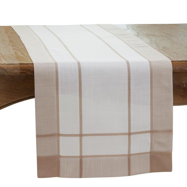 Saro 16 x 72 in. Banded Border Oblong Table Runner, Natural 351.N1672B